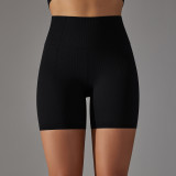 Cross-border European and American seamless solid color dot jacquard high-waisted tummy control butt-lifting yoga shorts for women, suitable for sports, running, and fitness