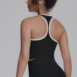 New cross-border solid color racerback tight-fitting breathable sports bra for running, fitness, and yoga, women's tank top
