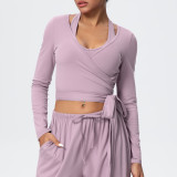 New cross-border solid color brushed breathable tight-fitting high-elastic yoga outfit set for sports, running, fitness, and yoga - three-piece set