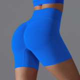 European and American cross-border seamless solid color yoga shorts, tight-fitting running and fitness yoga wear, high-waisted butt-lifting peach-shaped sports pants