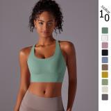 Customized brushed fabric cross-back shockproof push-up sports bra, cloud-feel yoga sports bra, fitness top