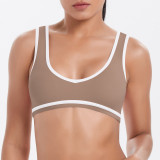 New cross-border color-blocking cross-fit brushed high-elastic yoga outfit set for running, fitness, and breathable training, five-piece set