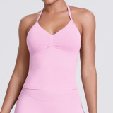 Cross-border seamless knitted solid color sexy backless tank top for running, fitness, and yoga for women