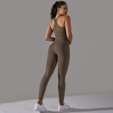 Cross-border European and American seamless knitted solid color polka dot high-elastic tight-fitting breathable yoga outfit set for running and fitness two-piece set
