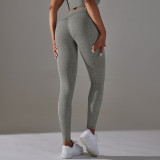 New European and American style seamless knit high-waisted tummy control yoga pants with a butt-lifting effect for sports, running, and fitness