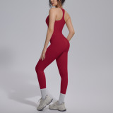 New cross-border European and American double-sided nylon racerback yoga outfit set for women, suitable for sports, running, and fitness