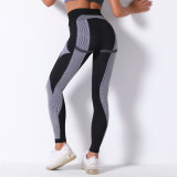 In-stock European and American style seamless knit sexy striped breathable moisture-wicking yoga pants for running and fitness