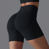 European and American cross-border seamless solid color yoga shorts, tight-fitting running and fitness yoga wear, high-waisted butt-lifting peach-shaped sports pants