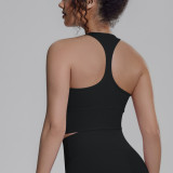 New cross-border solid color racerback tight-fitting breathable sports bra for running, fitness, and yoga, women's tank top