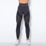 In stock!European and American cross-border seamless knitted sexy striped moisture-wicking yoga pants for women, suitable for sports, running, and fitness
