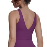 Cross-border solid color high-intensity yoga tank top with chest pads, shockproof sports bra, breathable and supportive running fitness bra for women