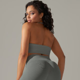 Cross-border European and American seamless tight-fitting solid color halter neck backless sports bra for running, fitness, and yoga tops for women