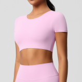 In-stock cross-border double-sided brushed tight-fitting breathable solid color training yoga wear eight-piece set for women's sports, running, and fitness