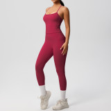 Cross-border European and American tight-fitting yoga fleece vest sports casual outdoor running fitness yoga two-piece set for women