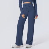 New cross-border double-sided nylon high-waisted stretchy loose casual wide-leg cropped pants for running, fitness, and yoga