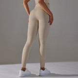 New European and American style seamless knit high-waisted tummy control yoga pants with a butt-lifting effect for sports, running, and fitness