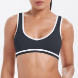 New cross-border color-blocking cross-fit brushed high-elastic yoga outfit set for running, fitness, and breathable training, five-piece set