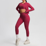 European and American cloud-feel yoga short-sleeve high-waisted fitness pants slim-fit butt-lifting running fitness wear sports yoga three-piece set