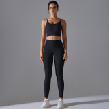 New style no-underwear required high-waisted butt-lifting tight-fitting nude-feel yoga wear sports bra set for running and fitness