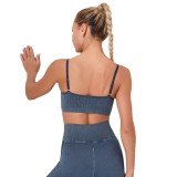 Clearance Sale: Washed Jacquard Seamless Sports Bra with Hollowed-out Braided Design, Fitness Camisole, Yoga Wear, Women's Sports Vest