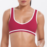 New cross-border color-blocking cross-fit brushed high-elastic yoga outfit set for running, fitness, and breathable training, five-piece set