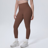New cross-border thin ice-feel skin-friendly breathable double-sided nylon solid color yoga pants for women for sports, running, and fitness