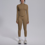 New cross-border seamless solid color breathable butt-lifting tight-fitting yoga outfit set for sports, running, and fitness