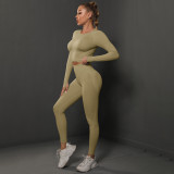 In-stock cross-border European and American seamless peach butt-lifting yoga outfit set, sports running fitness two-piece set for women