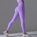 European and American cross-border seamless solid color peach-colored sports pants, tight-fitting running and fitness yoga wear, high-waisted butt-lifting yoga pants for women