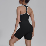 Cross-border solid color double-sided nylon tight-fitting breathable yoga outfit set for women, suitable for training, sports, running, and fitness
