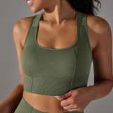 New seamless knitted dot-cross back breathable push-up yoga tank top sports running fitness bra