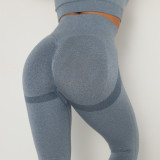 Peach-colored trendy European and American seamless yoga pants, butt-lifting, breathable yoga wear, tight-fitting high-waisted sports leggings for women