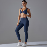New solid color no-underwear required double-sided nylon sports yoga set, tight-fitting, high-elastic, antibacterial fitness yoga wear
