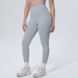 New cross-border thin ice-feel skin-friendly breathable double-sided nylon solid color yoga pants for women for sports, running, and fitness