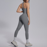 New cross-border solid color double-sided nylon tight-fitting backless yoga outfit set for sports, running, and fitness, two-piece yoga set