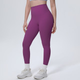 New cross-border thin ice-feel skin-friendly breathable double-sided nylon solid color yoga pants for women for sports, running, and fitness