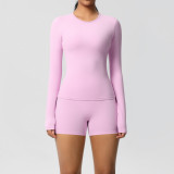 New cross-border European and American solid color double-sided brushed breathable tight-fitting yoga outfit set for sports, running, and fitness, eight-piece set