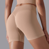 Cross-border European and American seamless solid color high-waisted butt-lifting tight high-elastic yoga shorts for women for sports, running, and fitness