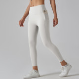 High-waisted seamless yoga pants for women, quick-dry, tight-fitting with pockets, running and fitness pants, butt-lifting sports yoga wear