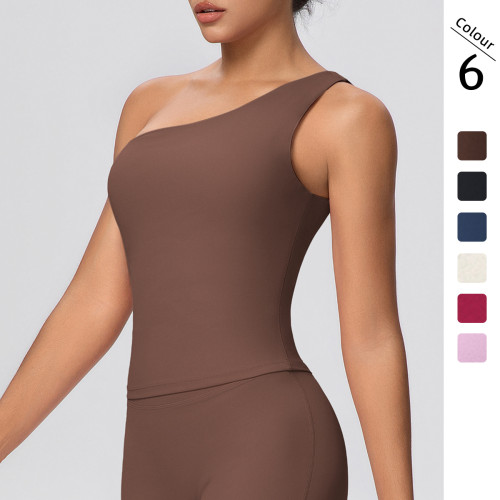 New cross-border double-sided brushed nude-feel solid color tight-fitting high-elastic sports bra for running, fitness, and yoga for women