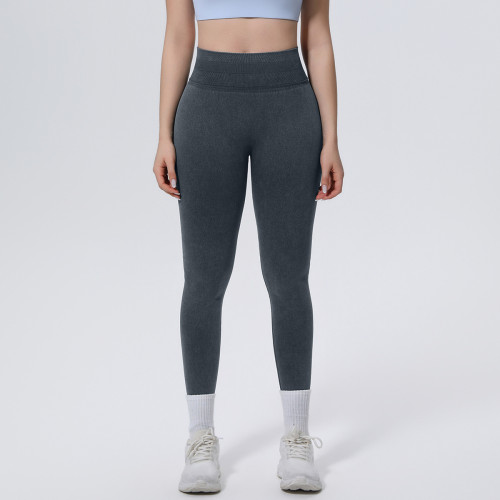 Cross-border seamless washable yoga pants, high-waisted, tummy control, butt-lifting, tight-fitting, nine-point pants, sweat-absorbent, breathable running fitness pants for women