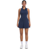 New cross-border slim-fit high-waisted turn-down collar sports dress running golf tennis yoga outfit for women