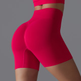 European and American cross-border seamless solid color yoga shorts, tight-fitting running and fitness yoga wear, high-waisted butt-lifting peach-shaped sports pants