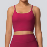 New cross-border yoga top sports bra with chest pads, thin straps, beautiful back design, running fitness tank top, yoga camisole