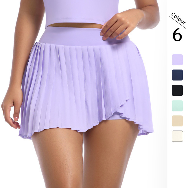 New cross-border European and American tennis skirt, pleated skirt, yoga fitness short skirt, anti-exposure quick-dry half-skirt, yoga wear
