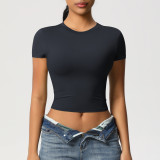 Cross-border double-sided nylon casual tight-fitting quick-dry Pilates top yoga shirt short-sleeve running fitness sports T-shirt