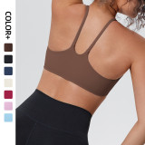 New cross-border solid color double-sided nylon tight-fitting push-up sports bra with beautiful back design for running, fitness, and yoga for women
