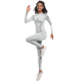 Cross-border seamless knitted tight-fitting high-elastic long ski suit set for women, suitable for sports, running, fitness, and yoga