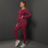 In-stock cross-border European and American seamless peach butt-lifting yoga outfit set, sports running fitness two-piece set for women
