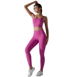 New style no-underwear required high-waisted butt-lifting tight-fitting nude-feel yoga wear sports bra set for running and fitness